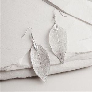 Delicate hand dipped natural leaf earrings